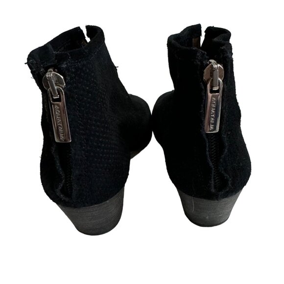 Aquatalia by Marvin K Booties Black Perforated Suede Size 6 1/2 - Picture 8 of 9